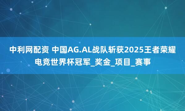 中利网配资 中国AG.AL战队斩获2025王者荣耀电竞世界杯冠军_奖金_项目_赛事
